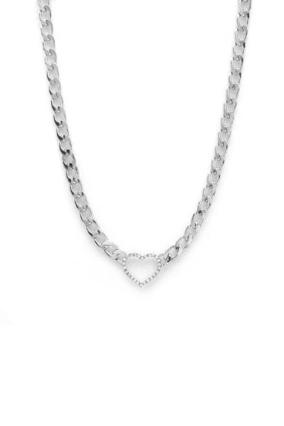 HEART CHARM CURB LINK NECKLACE