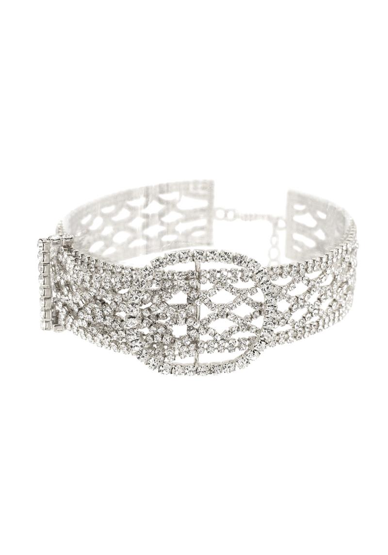 RHINESTONE BELT ROUND BUCKLE CHOKER
