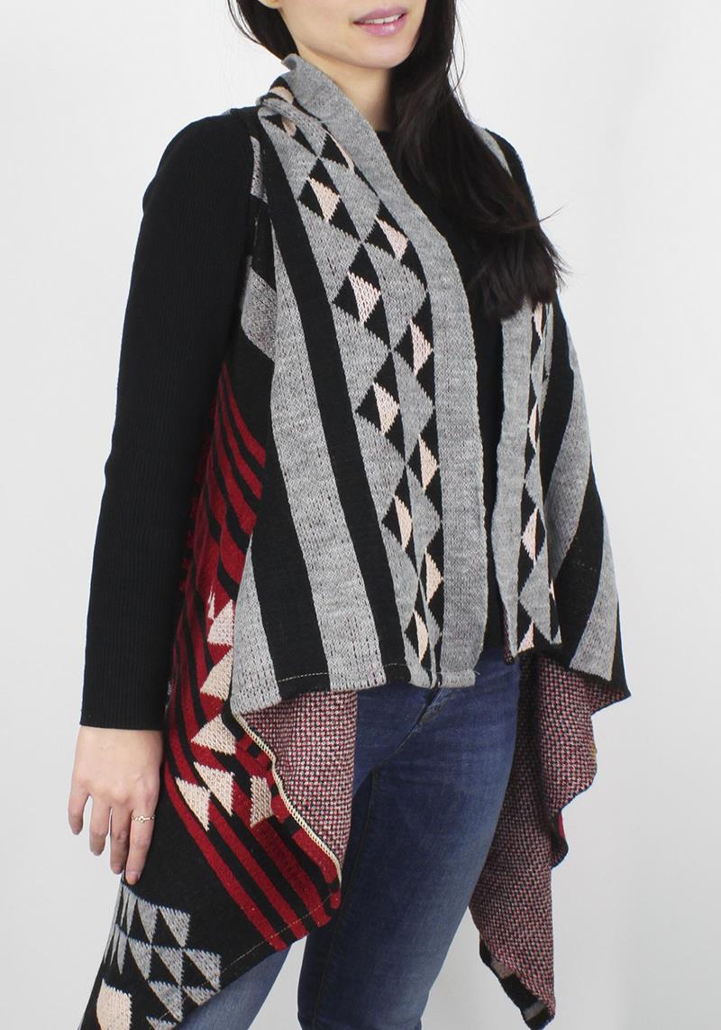 FASHION STRIPE PATTERN KNIT TURTLE PONCHO