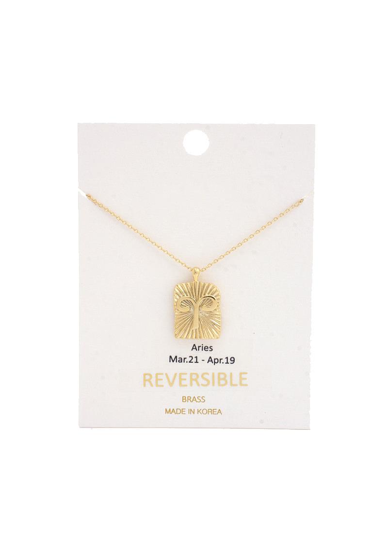 SQUARE ZODIAC PENDANT REVERSIBLE NECKLACE