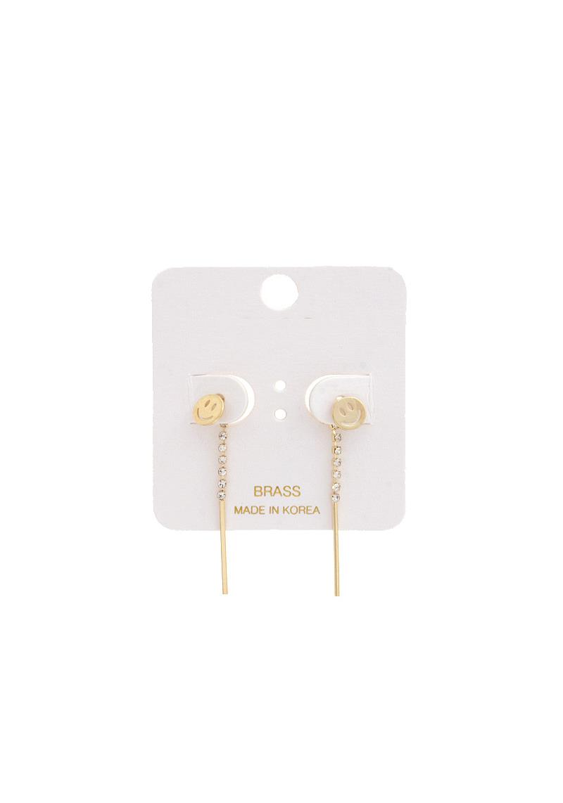 HAPPY FACE RHINESTONE DANGLE EARRING