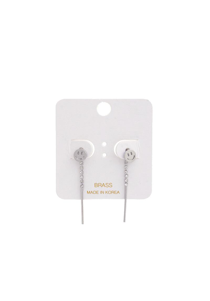 HAPPY FACE RHINESTONE DANGLE EARRING