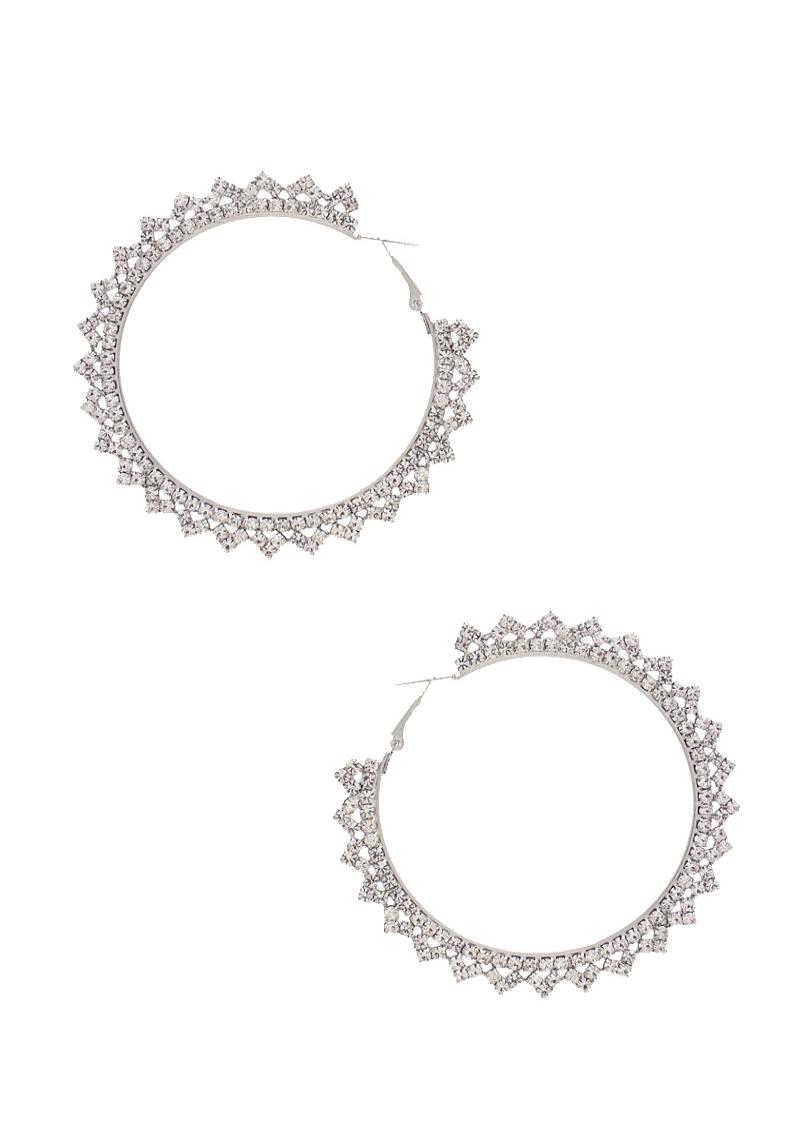 RHINESTONE HOOP EARRING