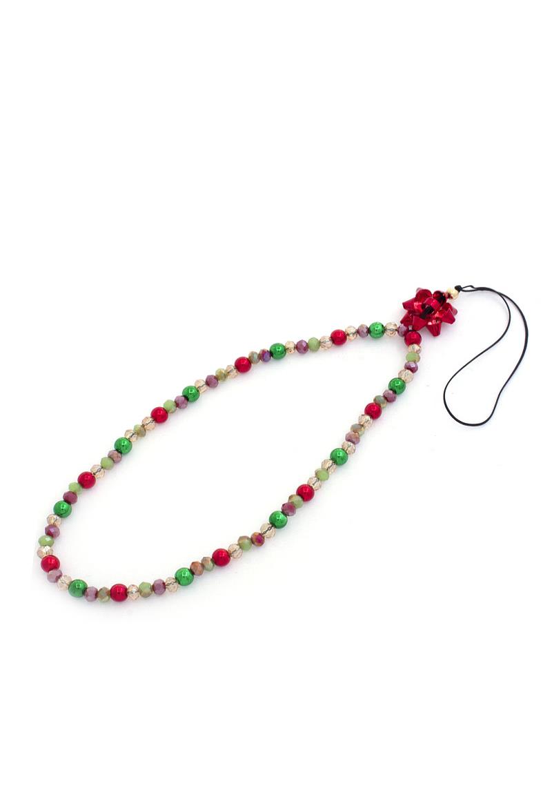 CHRISTMAS GIFT BOW BEADED PHONE STRAP