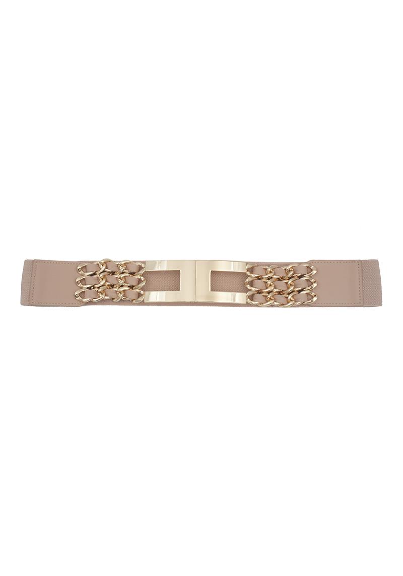 METAL PLATE AND CHAIN PU DESIGN FRONT ELASTIC BELT