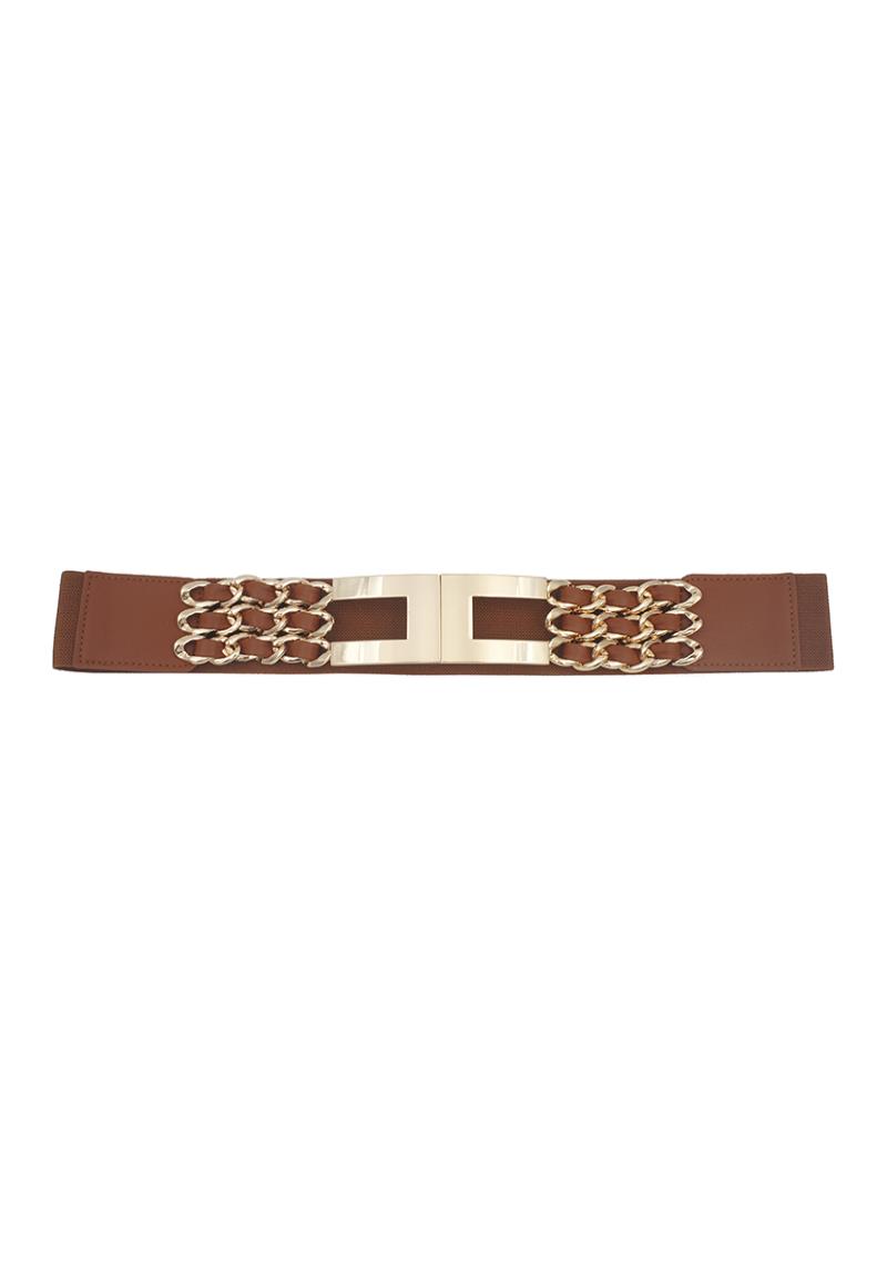 METAL PLATE AND CHAIN PU DESIGN FRONT ELASTIC BELT