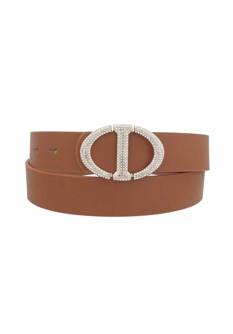 MIRRORED D RHINESTONE PAVE BUCKLE BELT