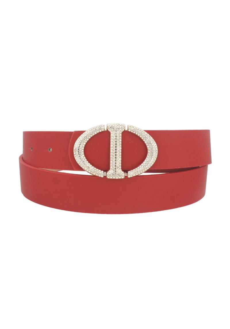 MIRRORED D RHINESTONE PAVE BUCKLE BELT