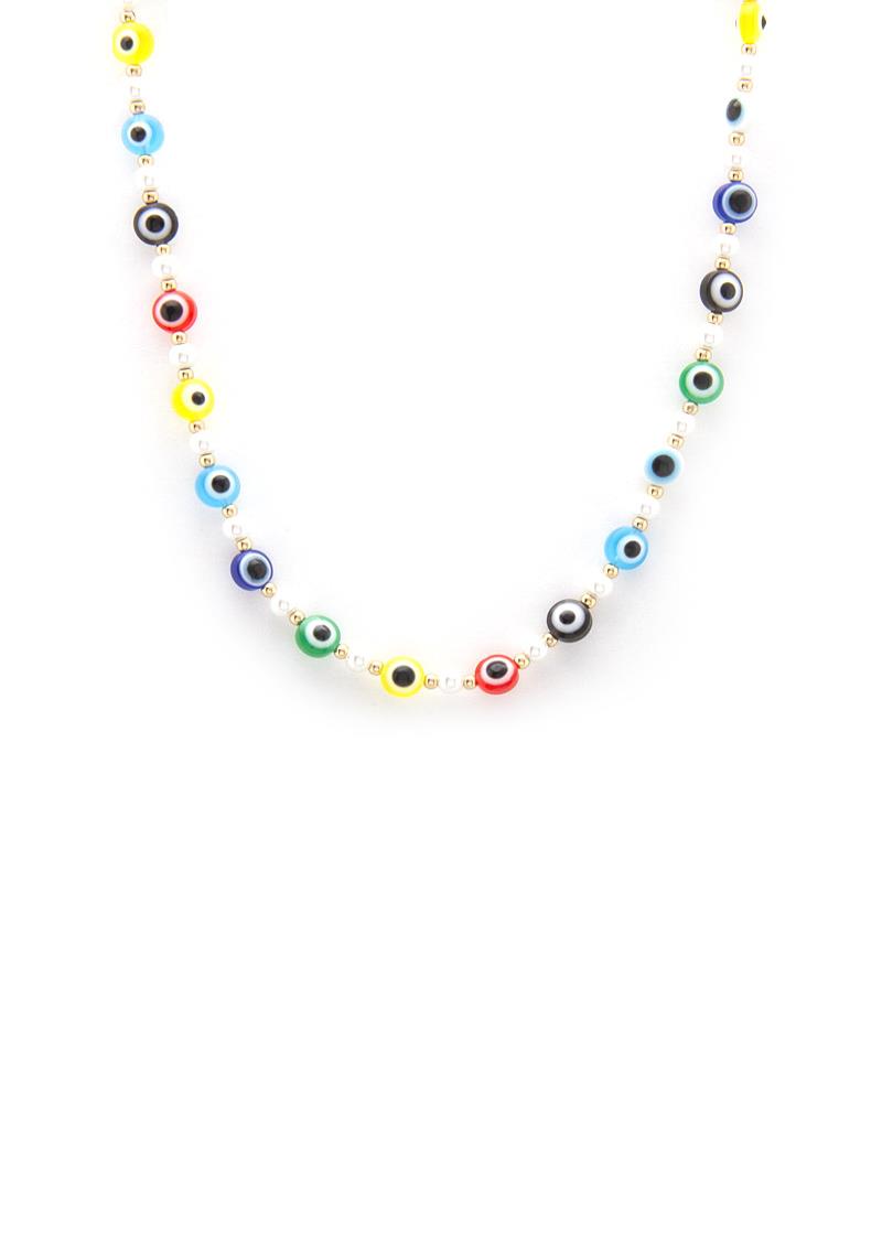 EVIL EYE PEARL BEAD NECKLACE