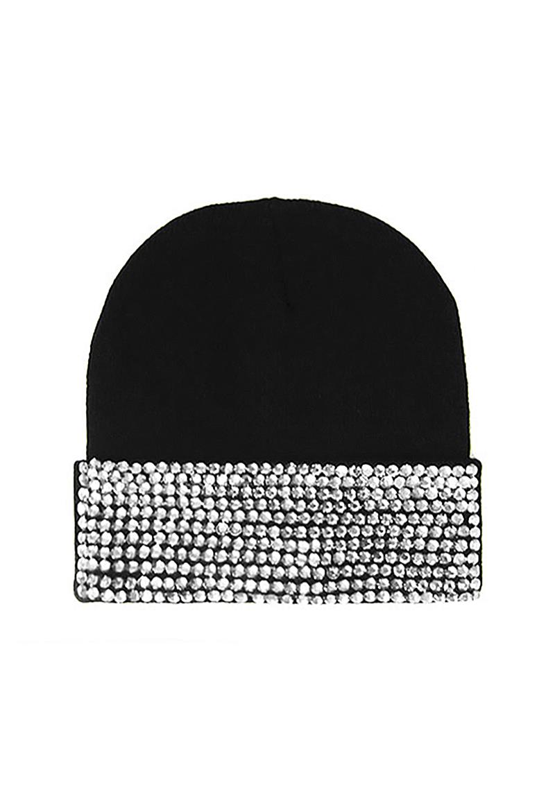 RHINESTONE SMOOTH BEANIE
