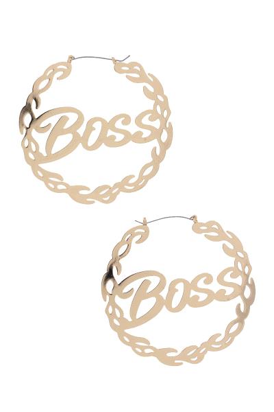 BOSS METAL HOOP EARRING