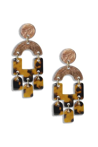 FASHION ACETATE GEOMETRIC DANGLE EARRING