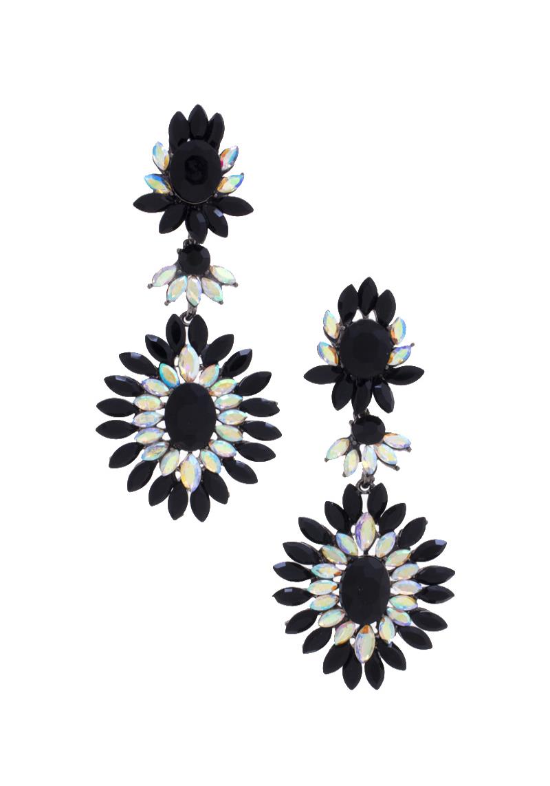 FLOWER RHINESTONE DANGLE EARRING