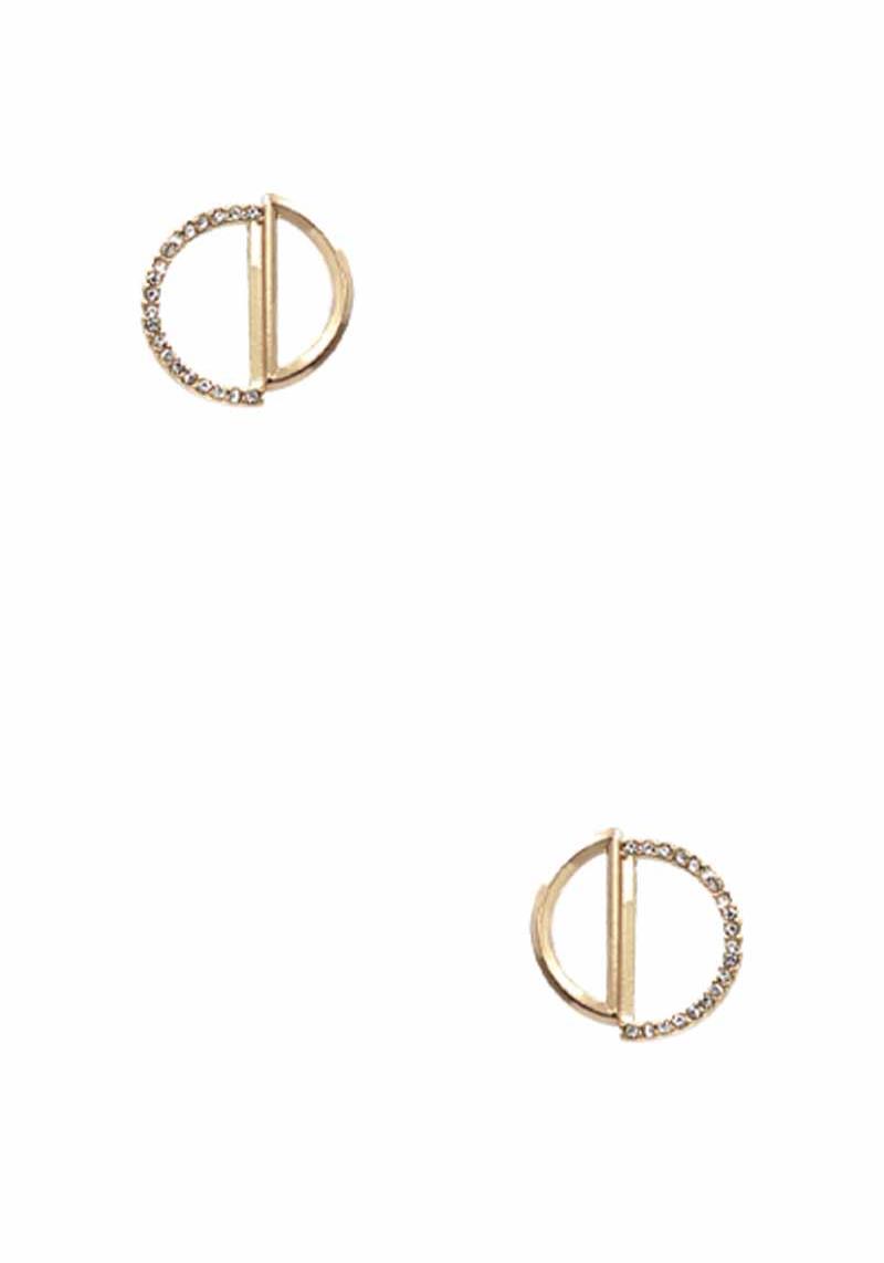 RHINESTONE METAL HALF STUD EARRING