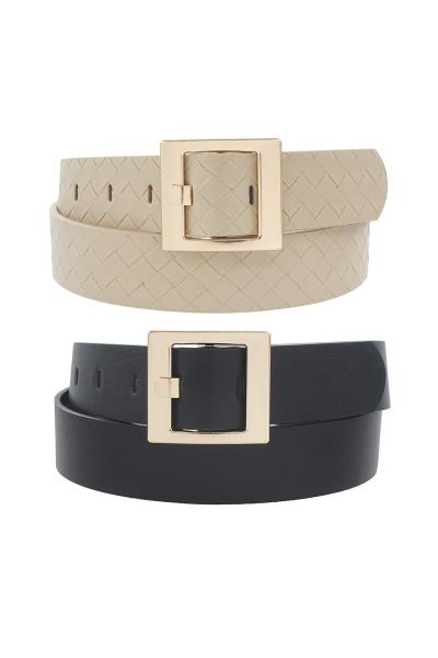 WOVEN & SOLID DUO SQUARE BUCKET BELT