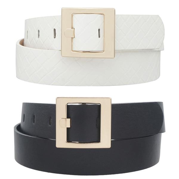 WOVEN & SOLID DUO SQUARE BUCKET BELT