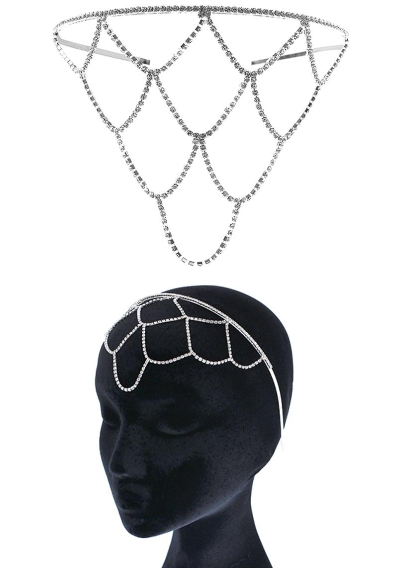 RHINESTONE NET DESIGN HAIR CHAIN