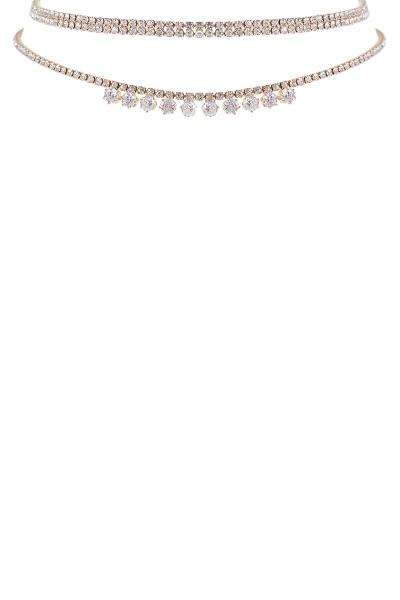 CUBIC ZIRCONIA 2 CHOKET COLLAR NECKLACE