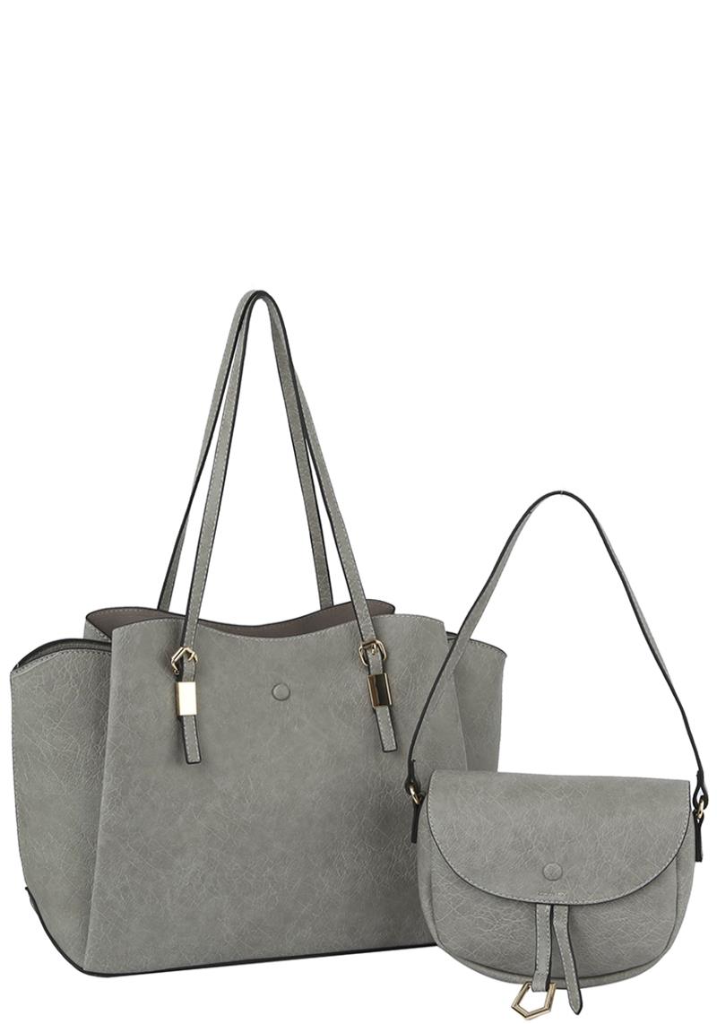 2IN1 STYLISH SMOOTH DESIGN TOTE BAG WITH OVAL BAG SET