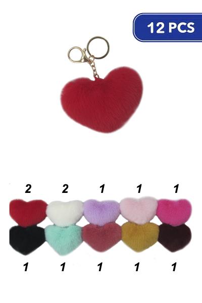 FASHION HEART POM POM KEYCHAIN (12 UNITS)