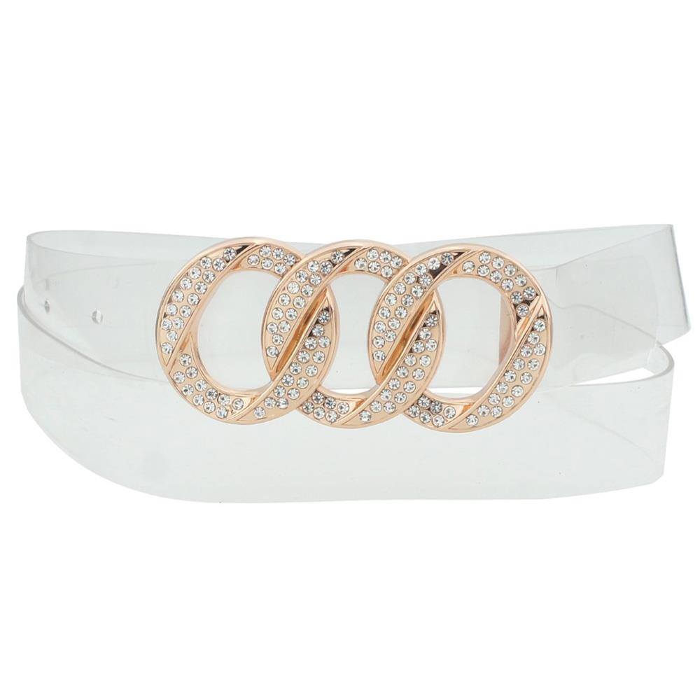 RHINESTONE PAVE TRI CHAIN LINK BUCKLE BELT