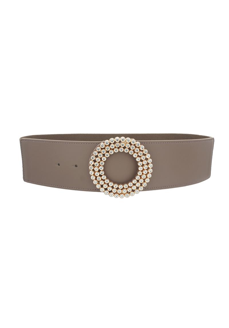 THREE LINE CIRCLE RHINESTONE ELASTIC BELT