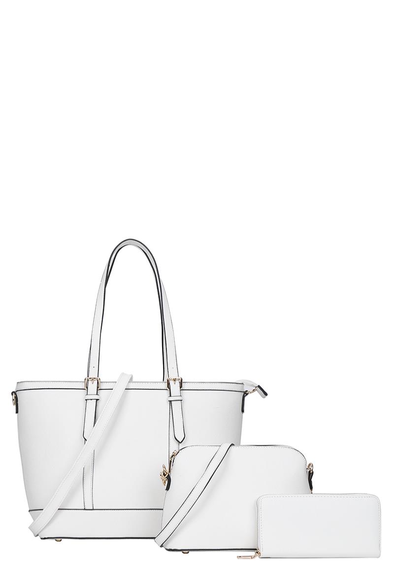 3IN1 TRENDY SMOOTH TOTE BAG WITH MINI BAG AND WALLET SET