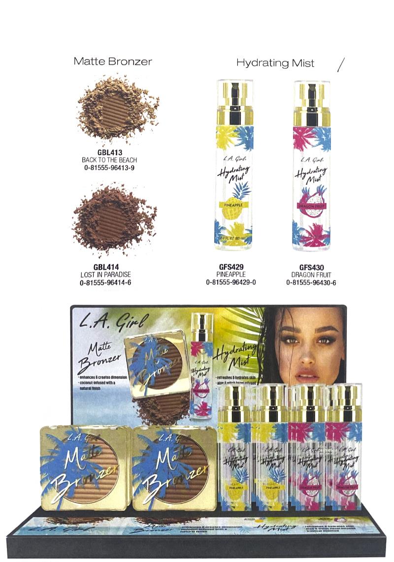 MATE BRONZER AND HYDRATING MIST STYRENE DISPLAY