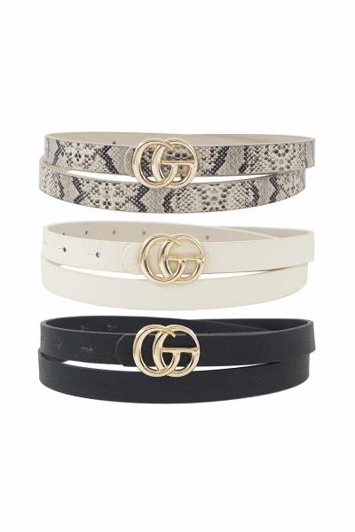 SNAKE MINI BUCKLE SKINNY TRIO BELT