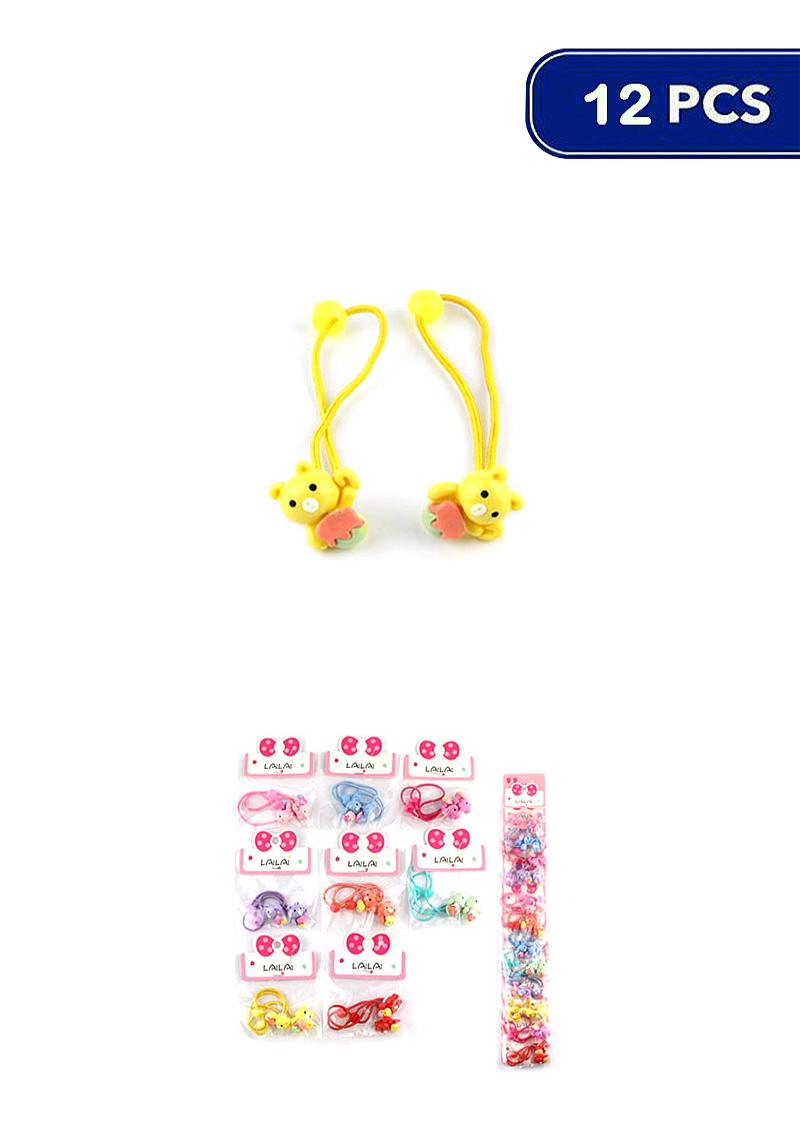CUTE BEAR 2 PC HAIR TIE BAND (12 UNITS)
