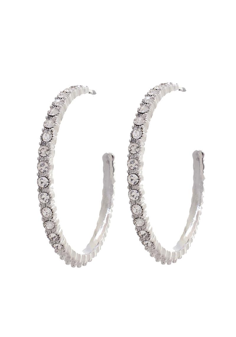 RHINESTONE EDGE HOOP EARRING