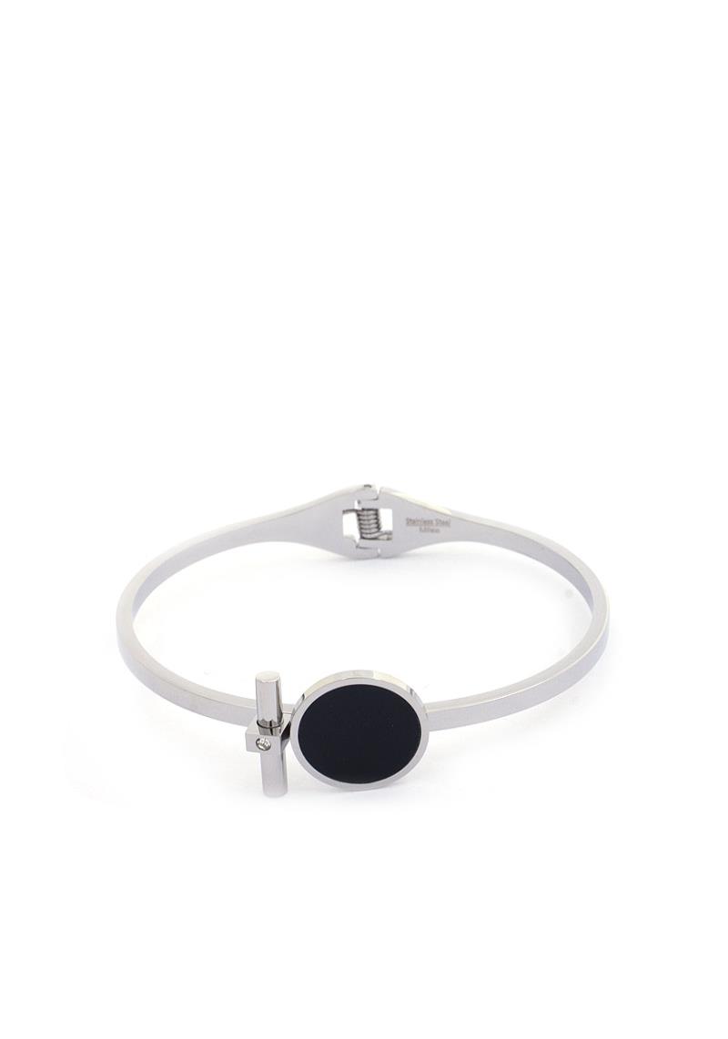 ENAMEL DISC STAINLESS STEEL CUFF BRACELET