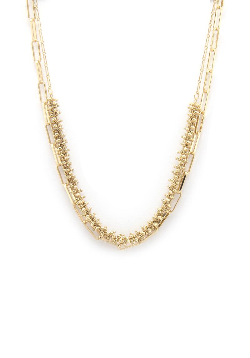 BEADED OVAL CHAIN LAYERED NECKLACE