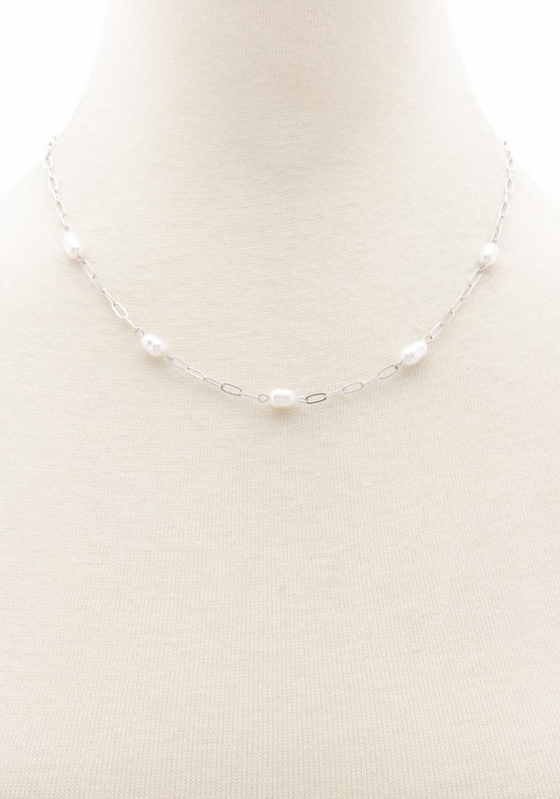 PEARL OVAL CHAIN STATION NECKLACE