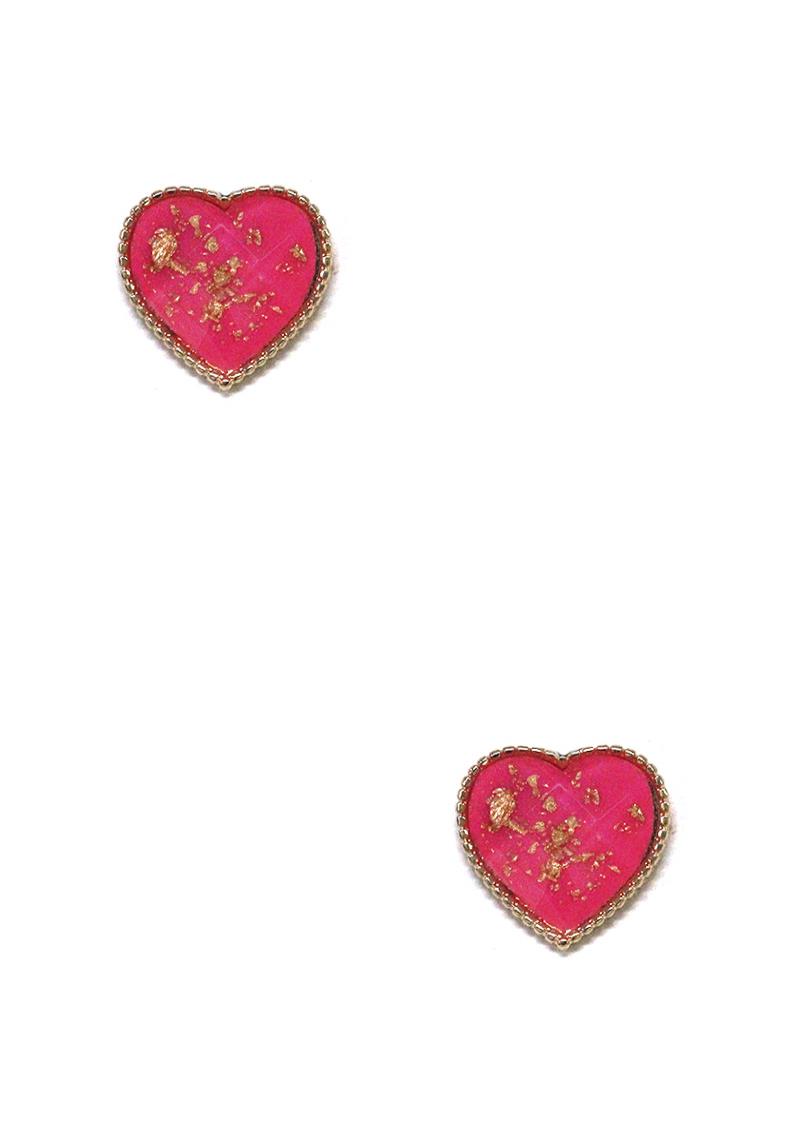 RESIN HEART STUD EARRING