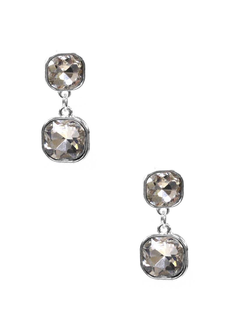 CRYSTAL DOUBLE STOND DANGLE EARRING
