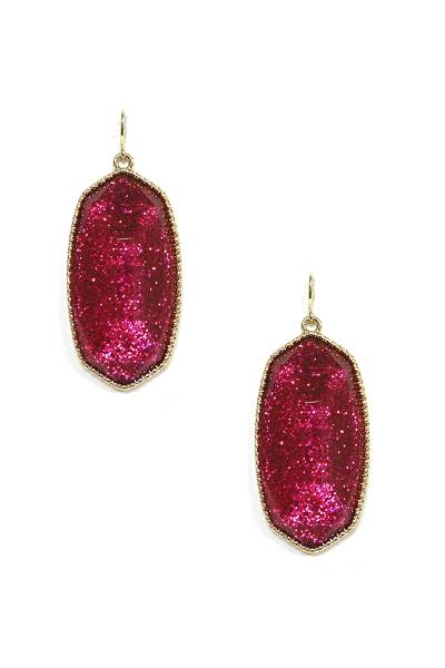 FASHION GLITTER RESIN DANGLE EARRING
