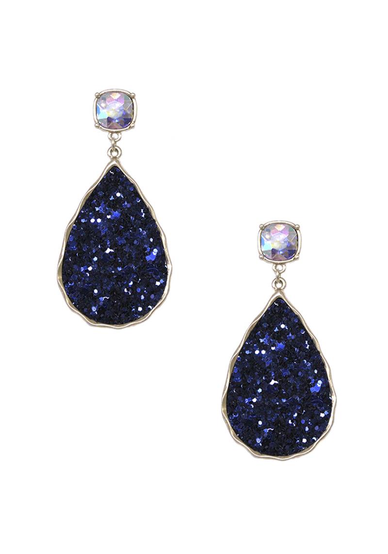 FASHION GLITTER TEARDROP DANGLE EARRING