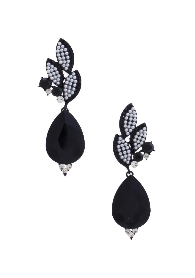 TEARDROP MARQUISE PEARL RHINESTONE EARRING