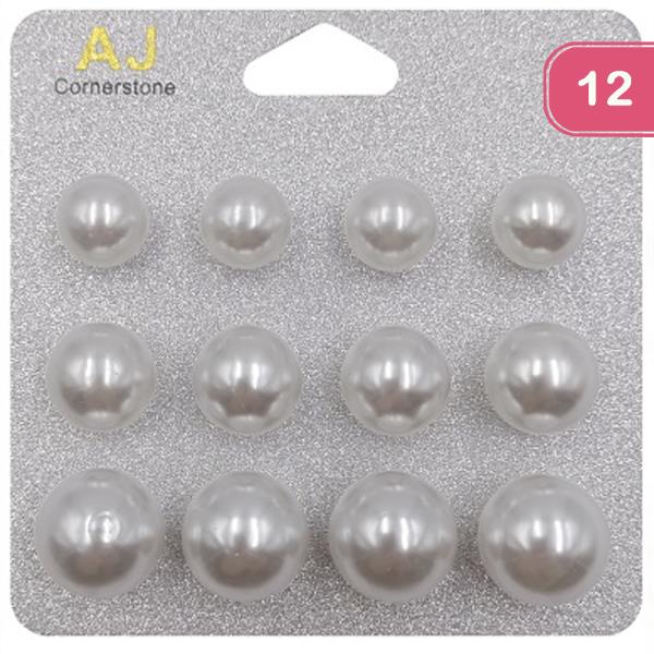 FASHION PEARL STUD EARRING 6 PAIR SET (12 UNITS)