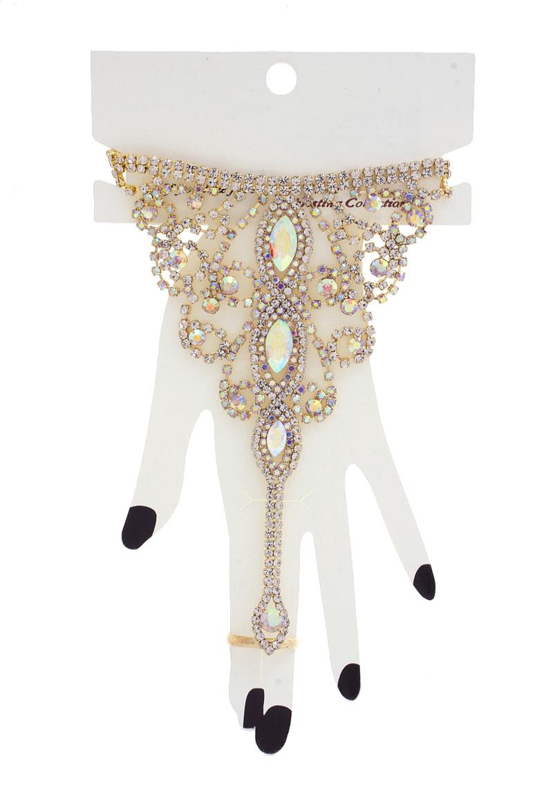 MARQUISE RHINESTONE HAND RING BRACELET