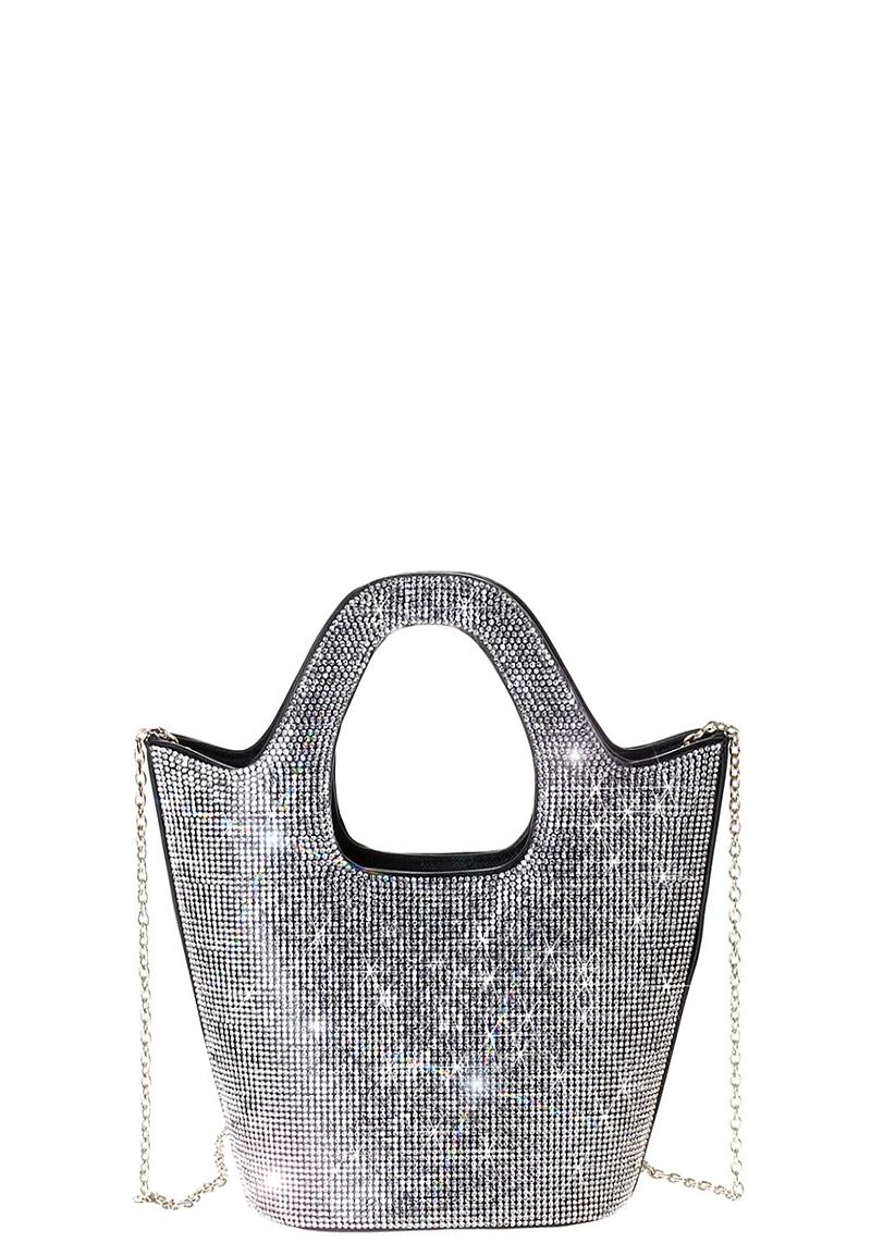 RHINESTONE ALLOVER HANDLE TOTE BAG