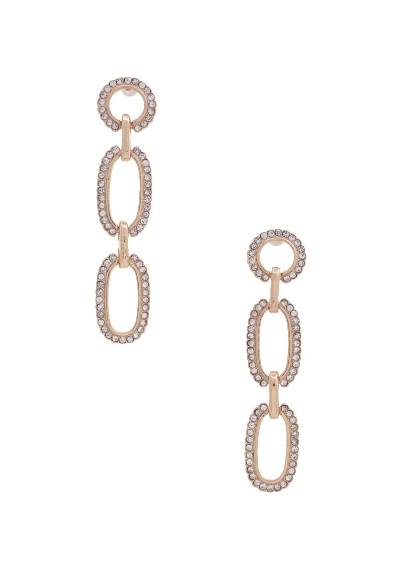 RHINESTONE METAL DANGLE EARRING