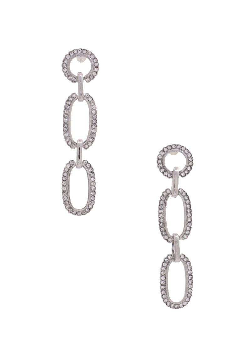 RHINESTONE METAL DANGLE EARRING