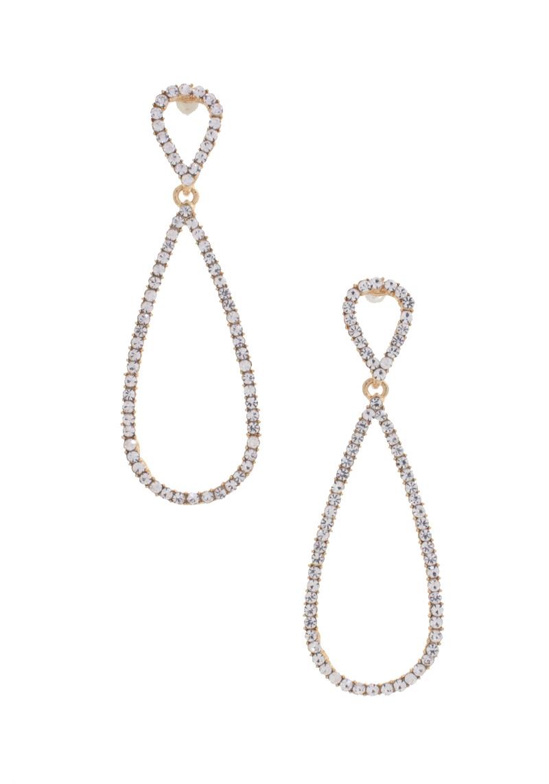 LONG TEARDROP RHINESTONE EARRING