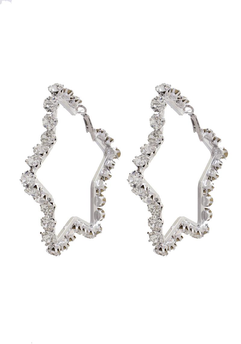 STAR SHAPE RHINESTONE EDGE EARRING