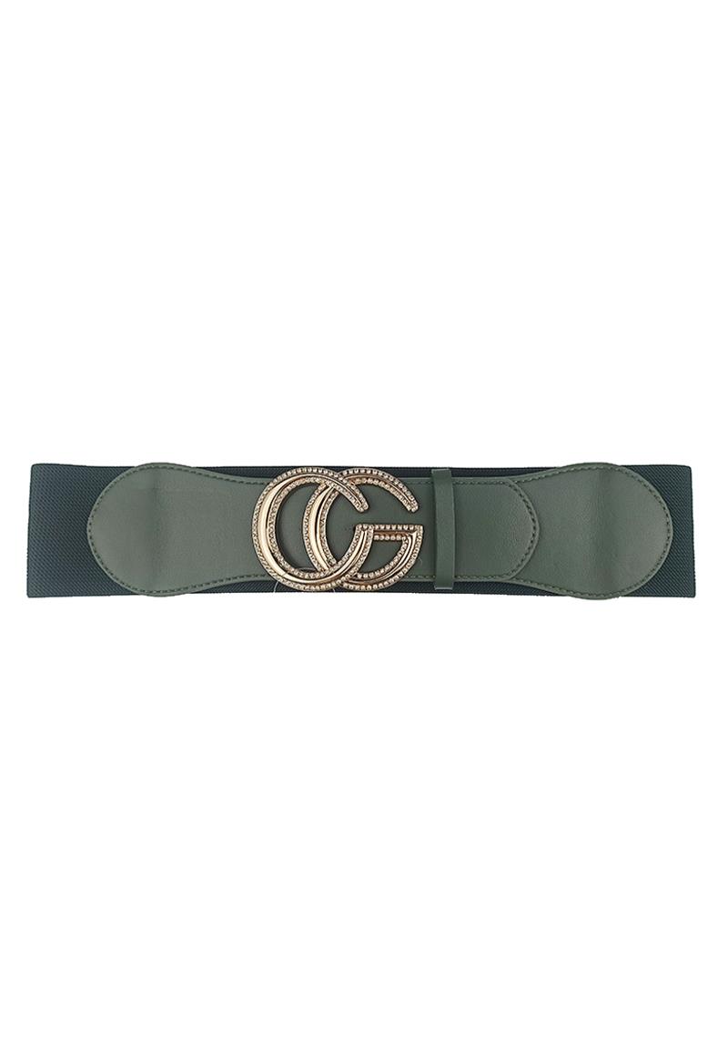 FASHION METAL RHINESTONE LETTER ELASTIC BELT
