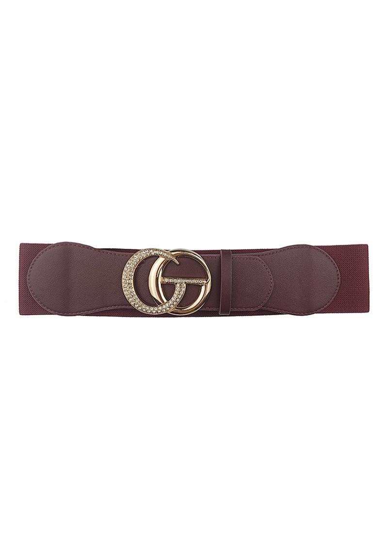 RHINESTONE PLAIN METAL LETTER ELASTIC BELT