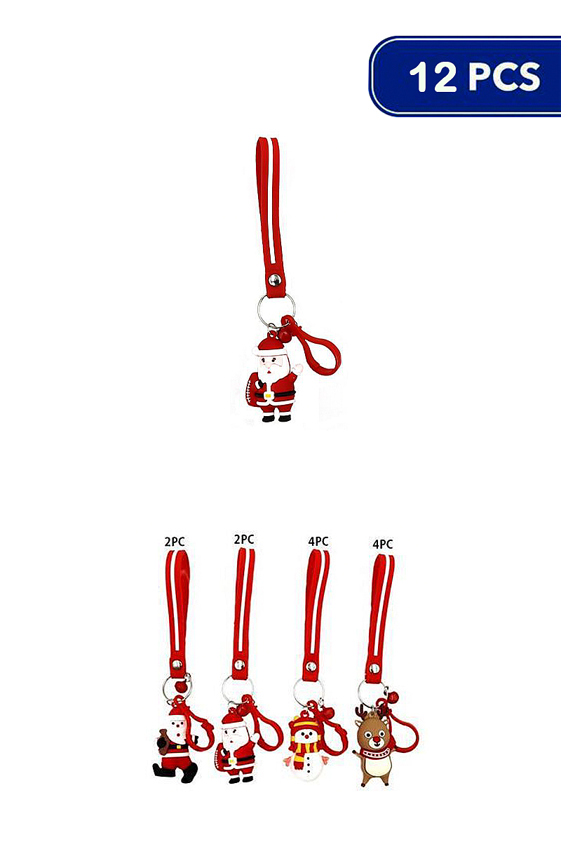 CHRISTMAS CUTE CHARACTERS STRAP KEY CHAIN (12 UNITS)
