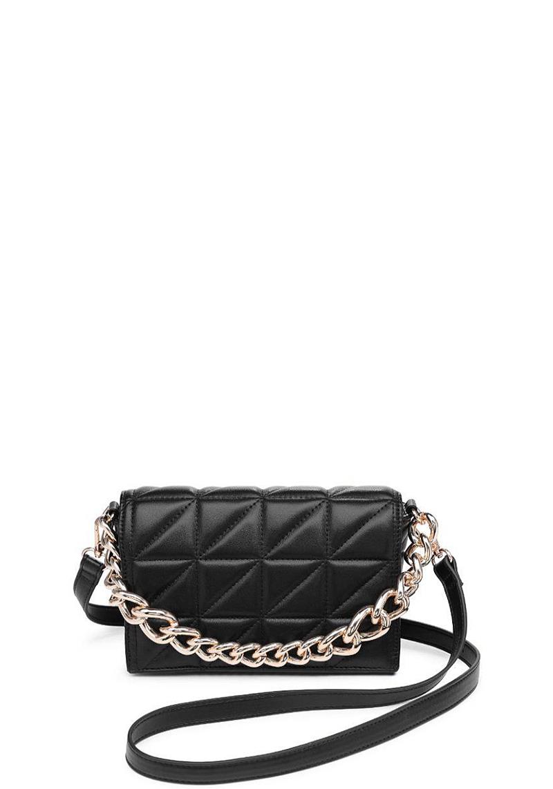 QUILT DESIGN STITCH CHAIN LINK CROSSBODY BAG